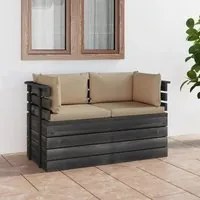 Divano da Giardino 2 Posti su Pallet con Cuscini Massello Pino 3061734