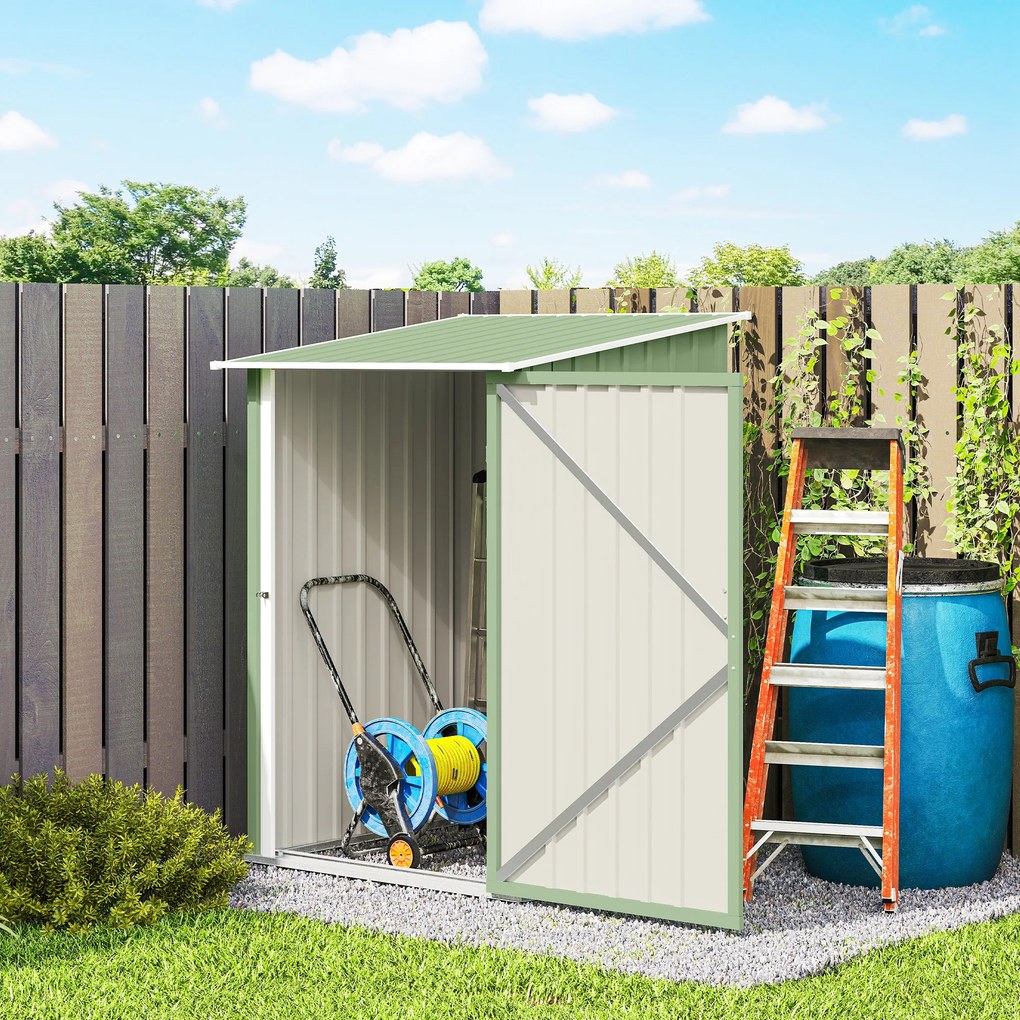 Casetta da Giardino Porta Attrezzi 100x104x160 cm con Porta in Acciaio Galvanizzato Verde Chiaro...