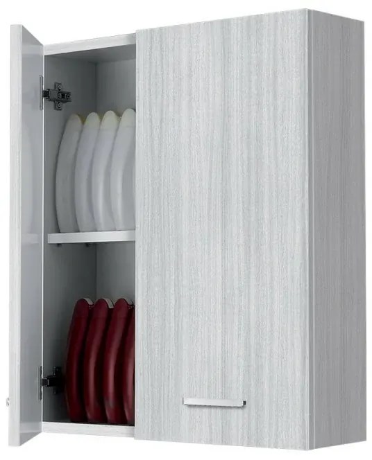 Pensile bagno sospeso 60 cm grigio con ante e ripiano interno Desya