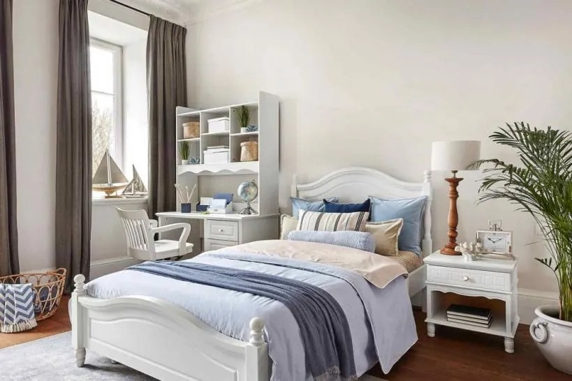 Scrivania con libreria integrata di colore bianco in stile provenzale PRINCESS 815-Arrediorg.it