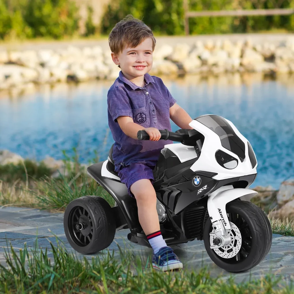 Costway Moto cavalcabile alimentata a batteria 6 V per bambini,  Motocicletta a 3 ruote con musica e aspetto carino Nero