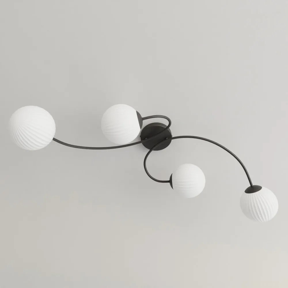 Lampada da soffitto in acciaio e vetro VIBRA 4 da interno 4xE14 Colore del corpo Nero e Bianco