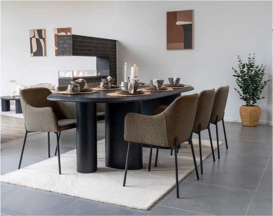 Sedia da pranzo marrone in imbottito con braccioli Melilla – House Nordic