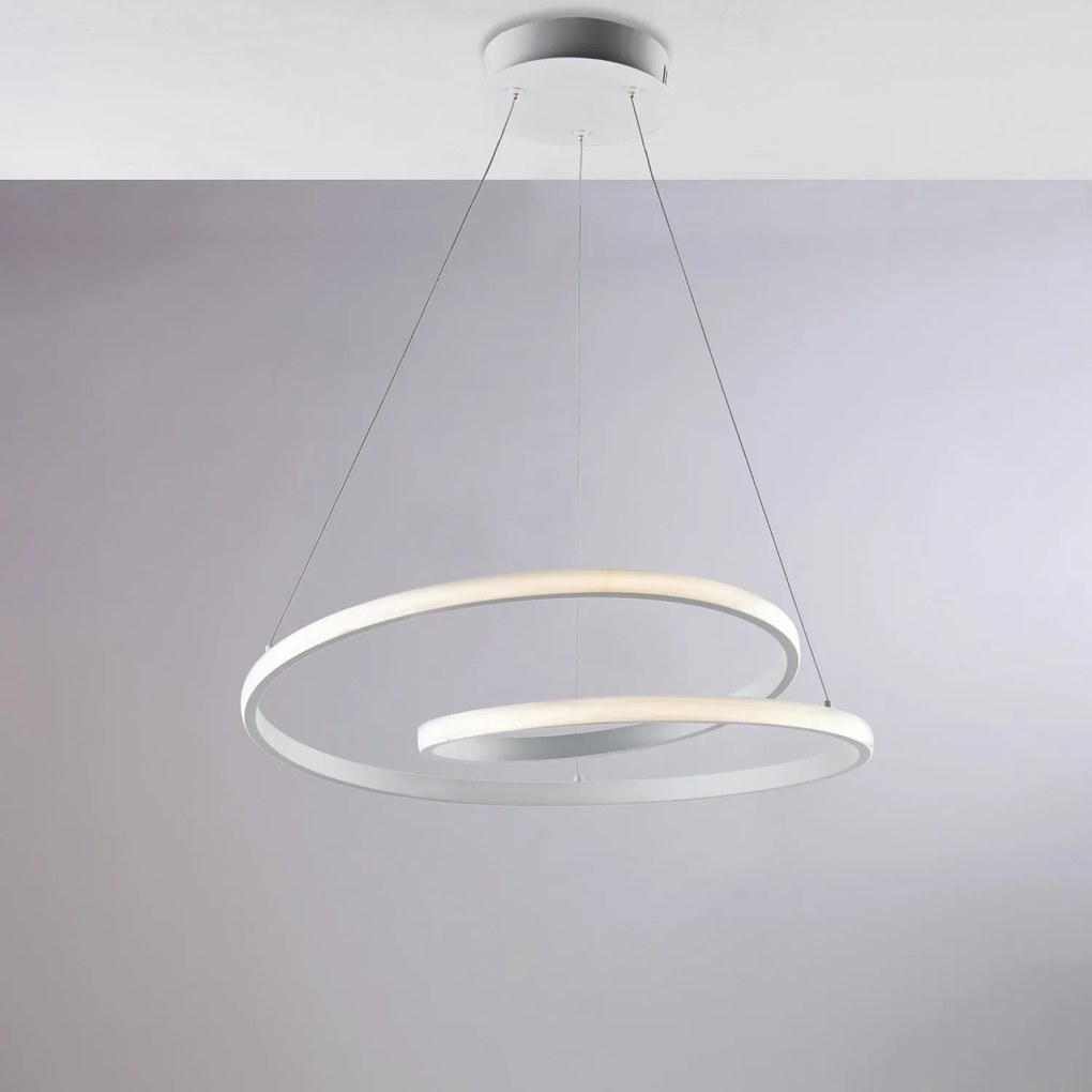 Sospensione Moderna Malena Con Led Integrato Metallo E Alluminio Bianco