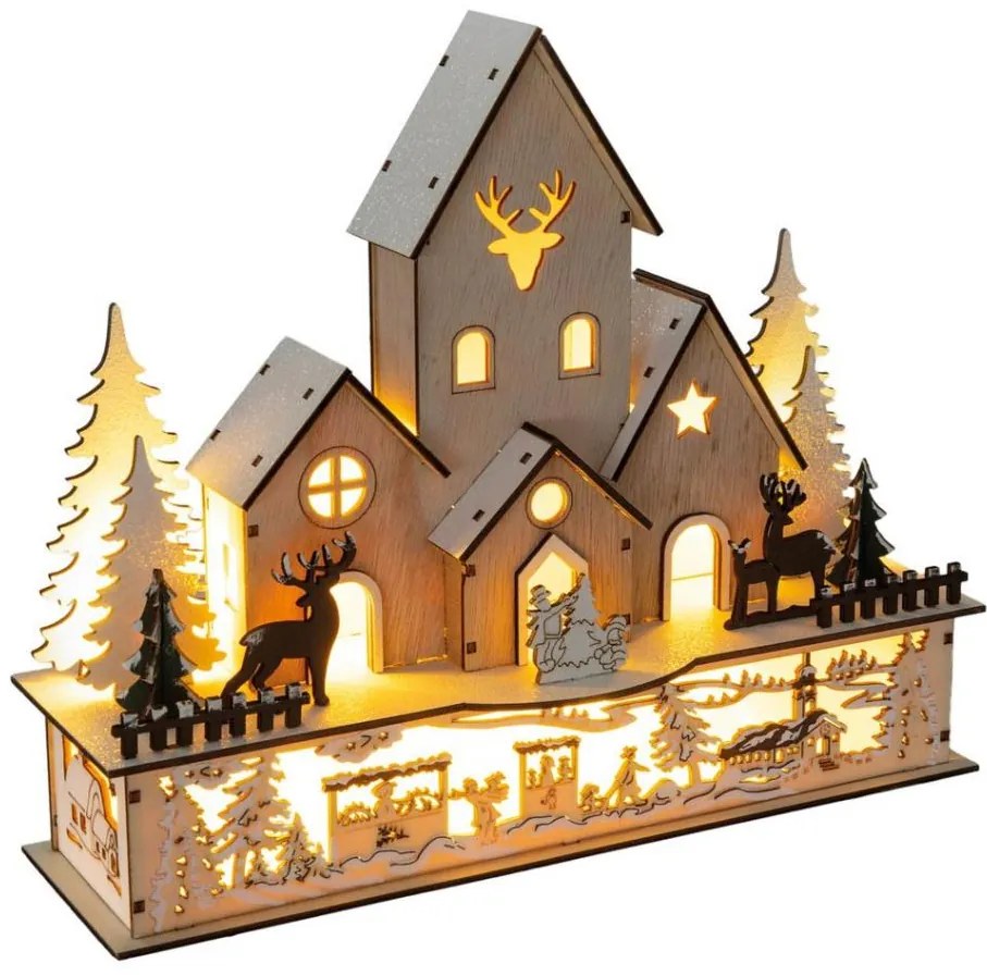 Retlux - Decorazione natalizia LED LED/2xAA legno villaggio