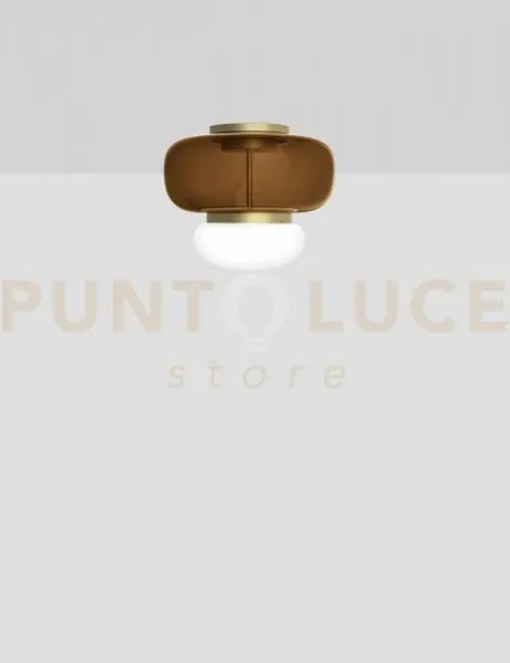 Faro  lampada da soffitto p terra bruciata bianco ottone verniciato...