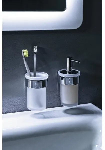 Gedy - Distributore di sapone a parete PIRENEI 110 mm bianco latte vetro/cromo lucido