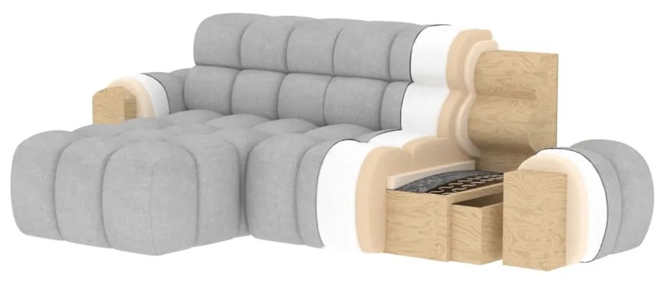 Divano angolare beige allungabile (con penisola a destra/con chaise lounge) Ceedro – ELTAP