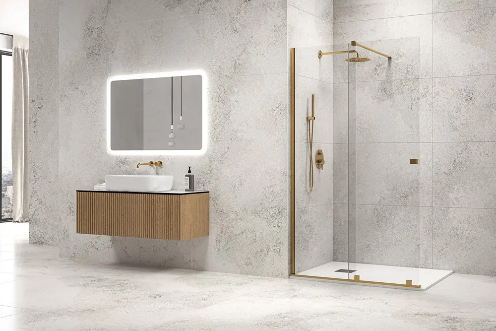 Box doccia walk in scorrevole 160 cm finitura oro | KNM4000W-G - KAMALU