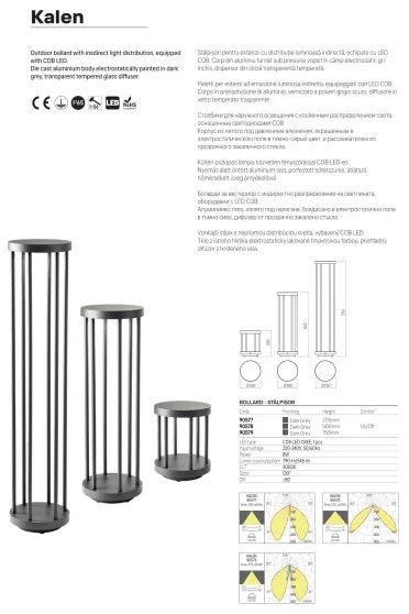 Redo 90577 - Lampada da esterno a LED KALEN LED/8W/230V 3000K 20 cm IP65 antracite
