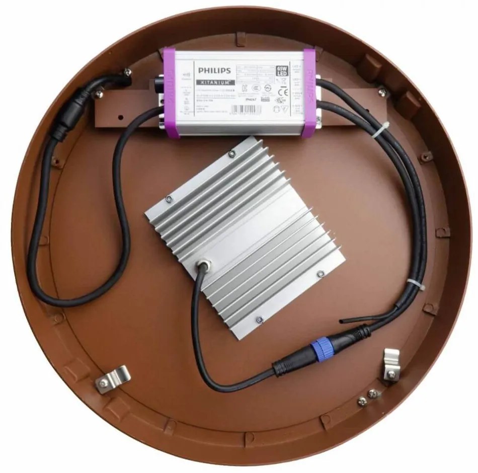Lampione Stradale LED 65W, Corten, 150lm/W, Dimmerabile 1-10V, Programmabile - Philips Xitanium Colore Bianco Caldo 2.700K