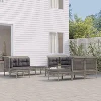 Set Divani da Giardino 11 pz con Cuscini in Polyrattan Grigiocod mxl 76692