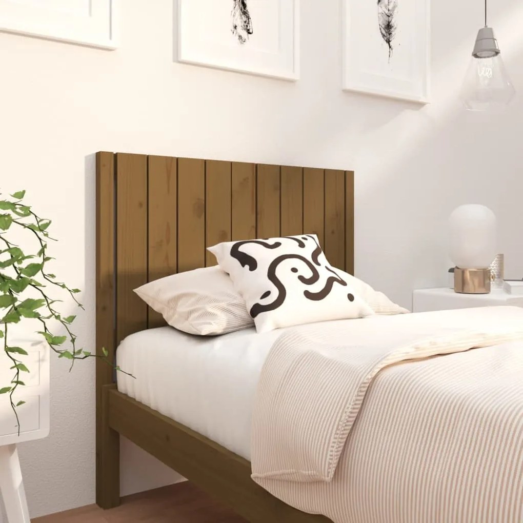Testiera Per Letto Ambra 95,5x4x100cm İn Legno Massello Di Pino /