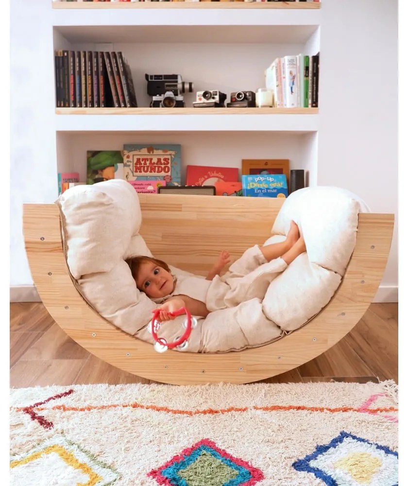 Arco a dondolo montessori di colore naturale in pino massiccio 60x100x60 cm Montessori – Little Nice Things