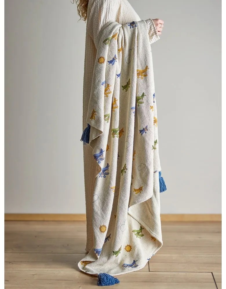 Coperta panna 130x160 cm Plane - Bloomingville Mini