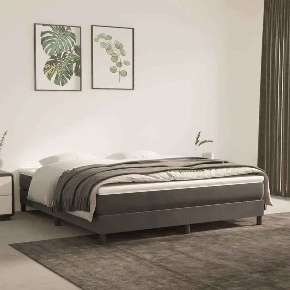 Materasso A Molle Grigio Scuro 180x200x20 Cm İn Velluto /