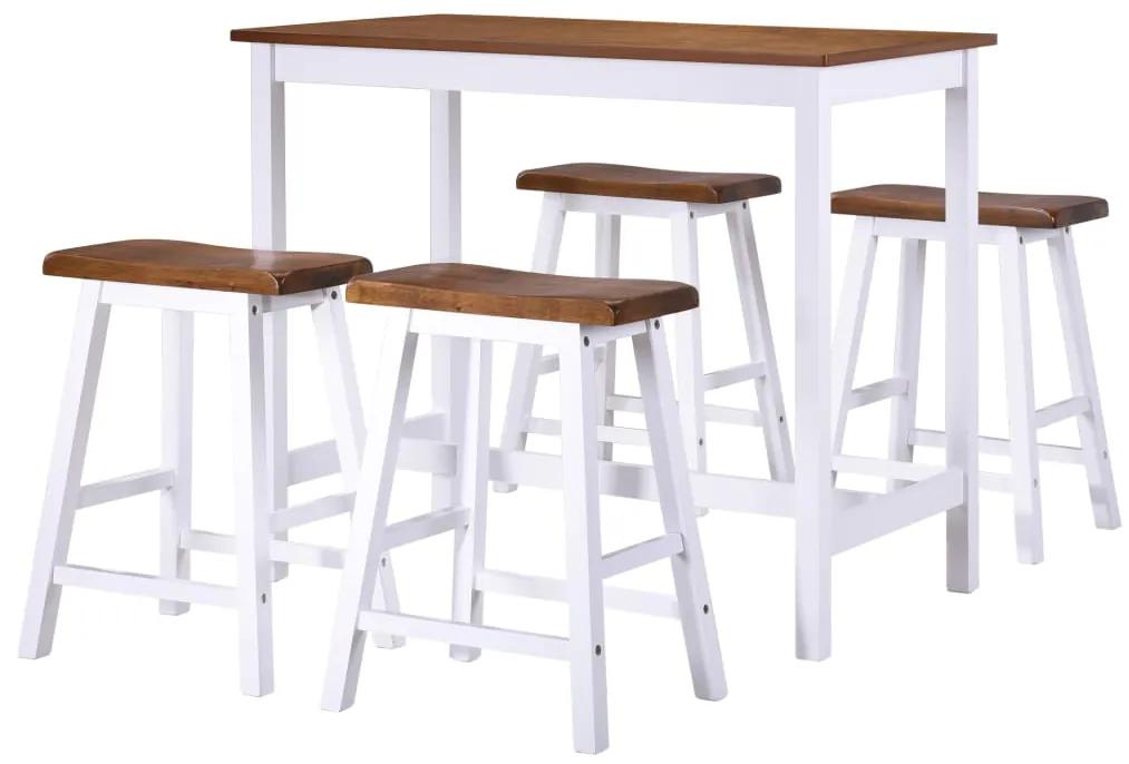 Set tavolo da bar e sgabelli 5 pz in legno massello