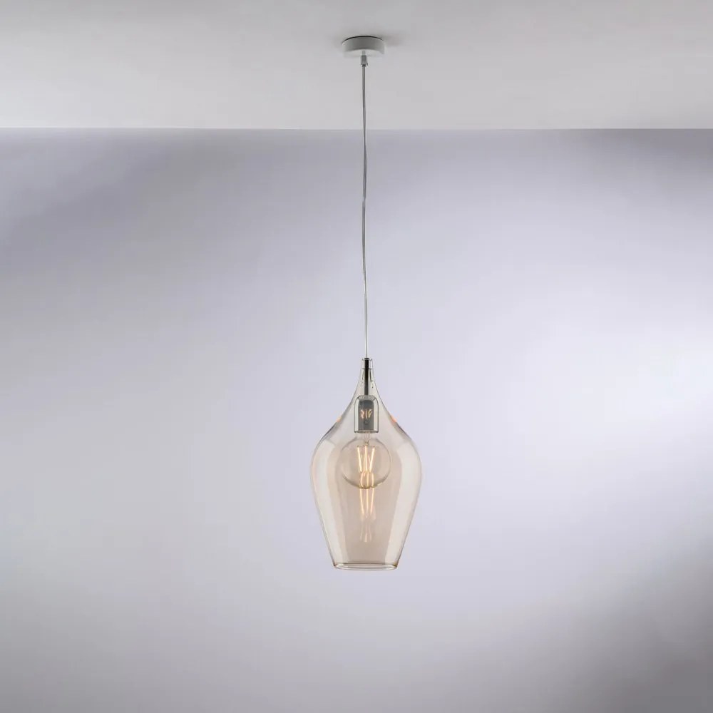 Lampadario Contemporaneo Ares Metallo Ambra 1 Luce E27