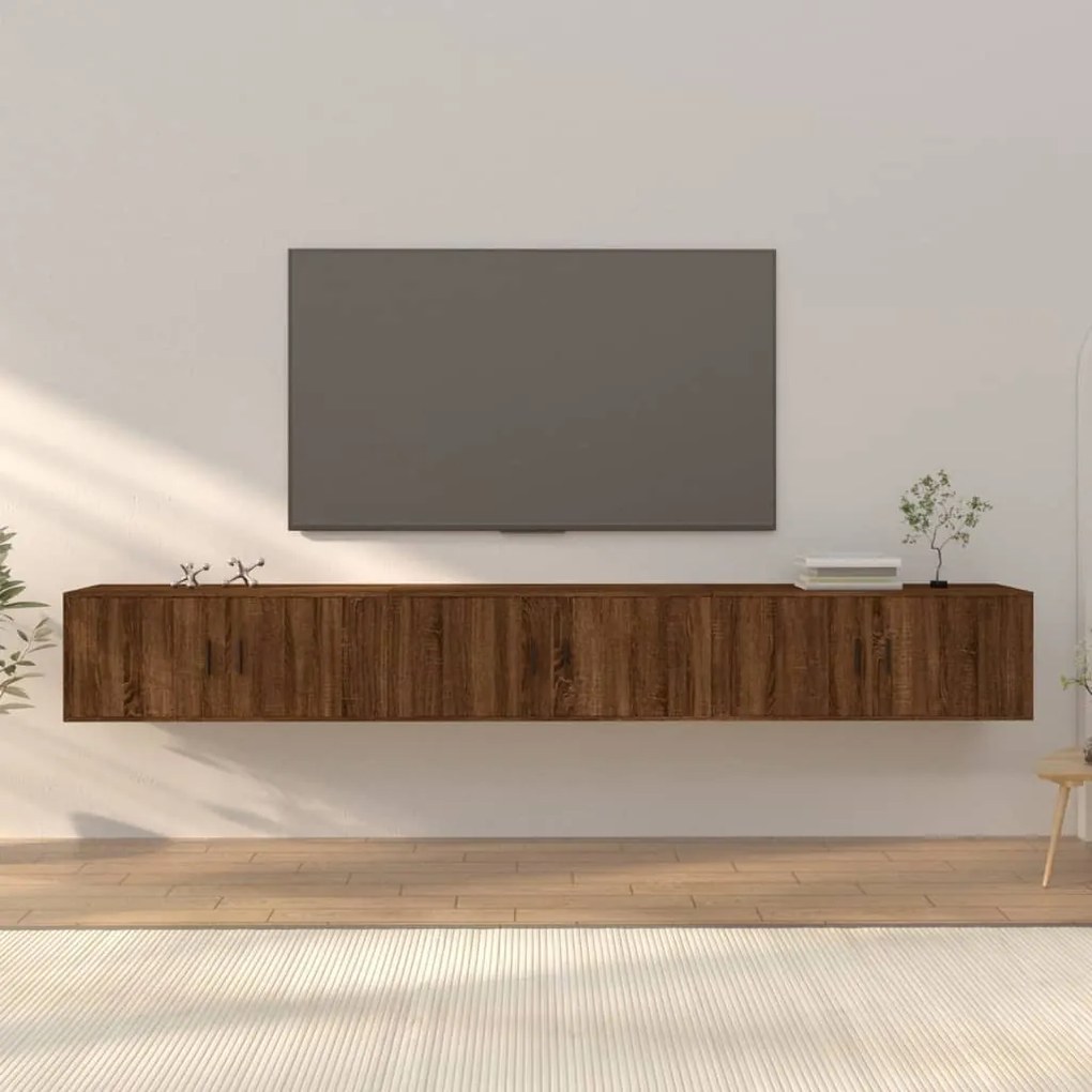 Mobili Porta TV a Parete 3 pz Rovere Marrone 100x34,5x40 cm