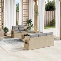 Set Divano da Giardino 6 pz con Cuscini Beige in Polyrattan 3219898