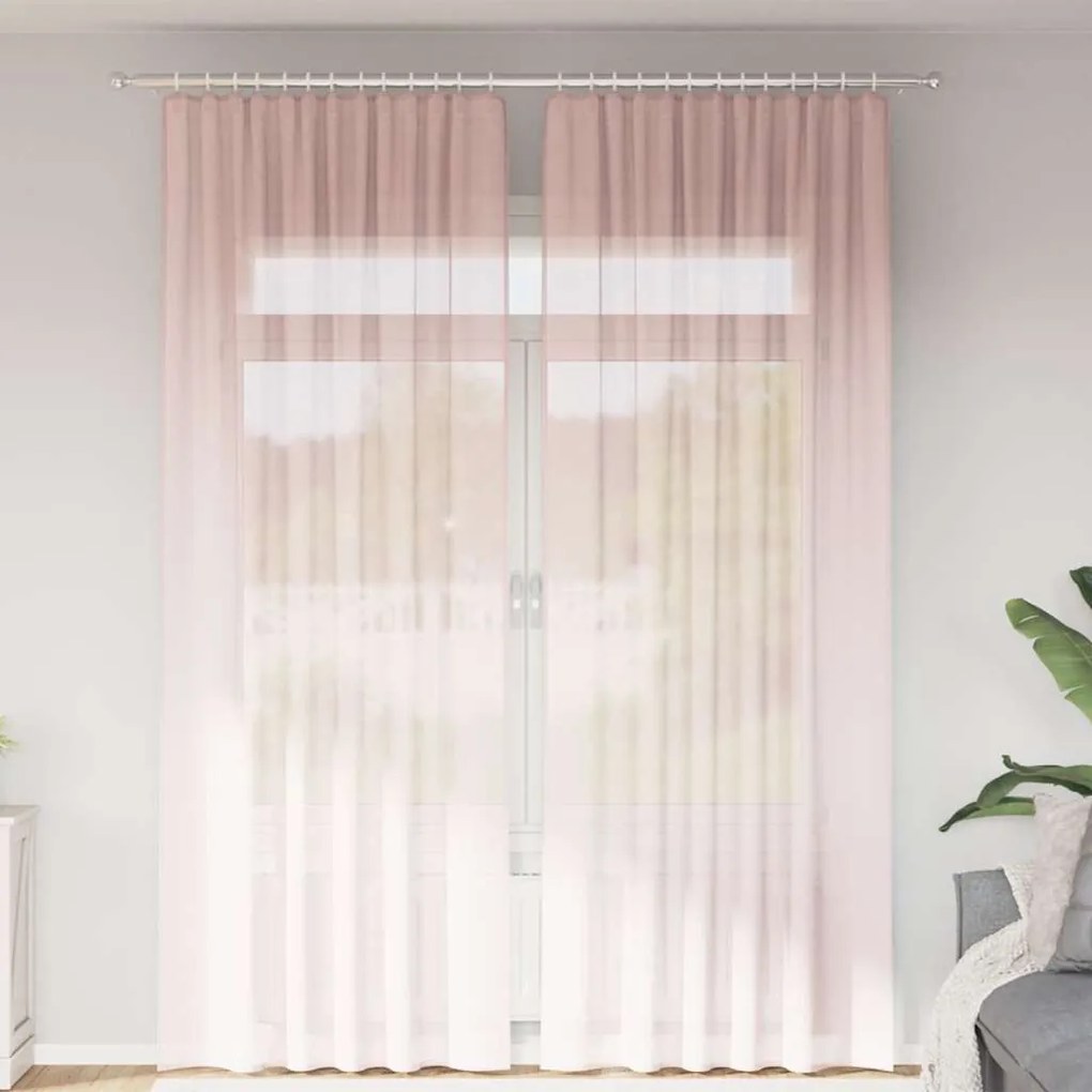 Tende İn Voile Con Passanti 2 Pz Rosa Chiaro 140x260 Cm /