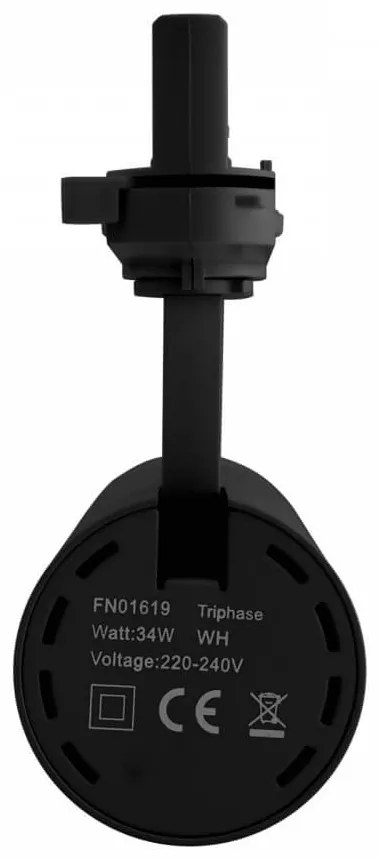 Faro LED 34W per Binario Trifase, 38°+60° Nero con driver Philips Colore  Bianco Caldo 2.700K