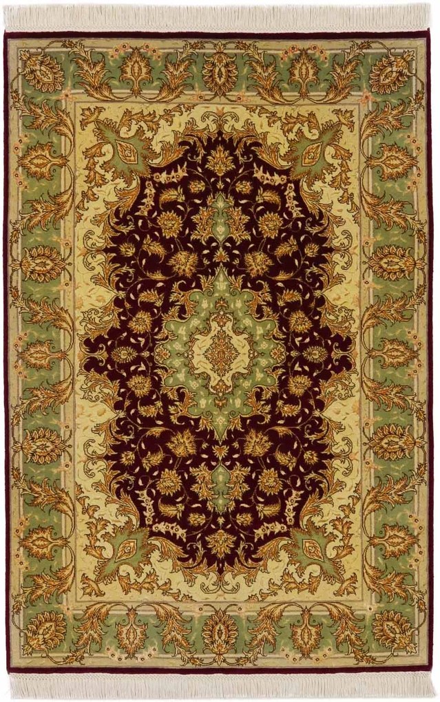 Tabriz Tappeto persiano 150 x 100 Verde (Iran) Annodato A Mano