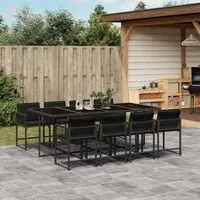 Set da Pranzo da Giardino 9 pz con Cuscini Nero in Polyrattan 3211459