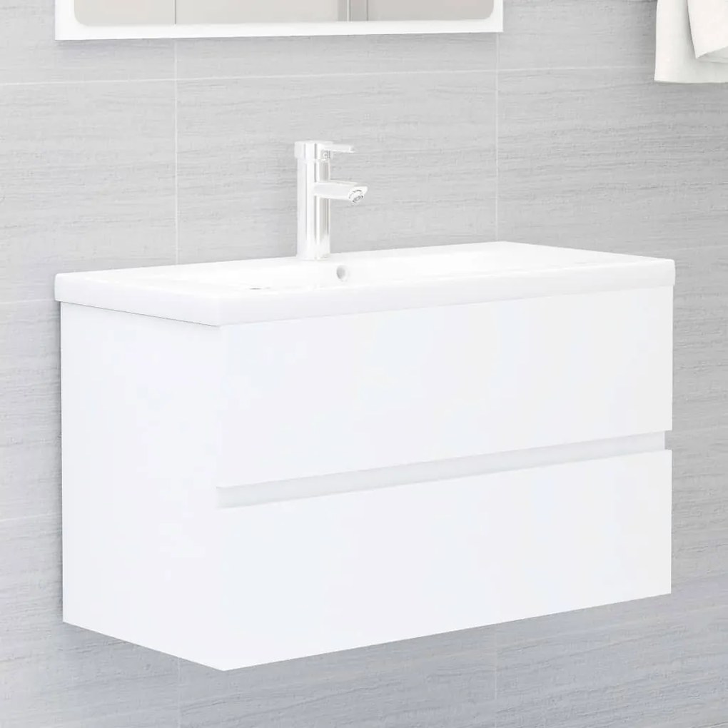 Mobile da bagno con lavabo integrato bianco in truciolato