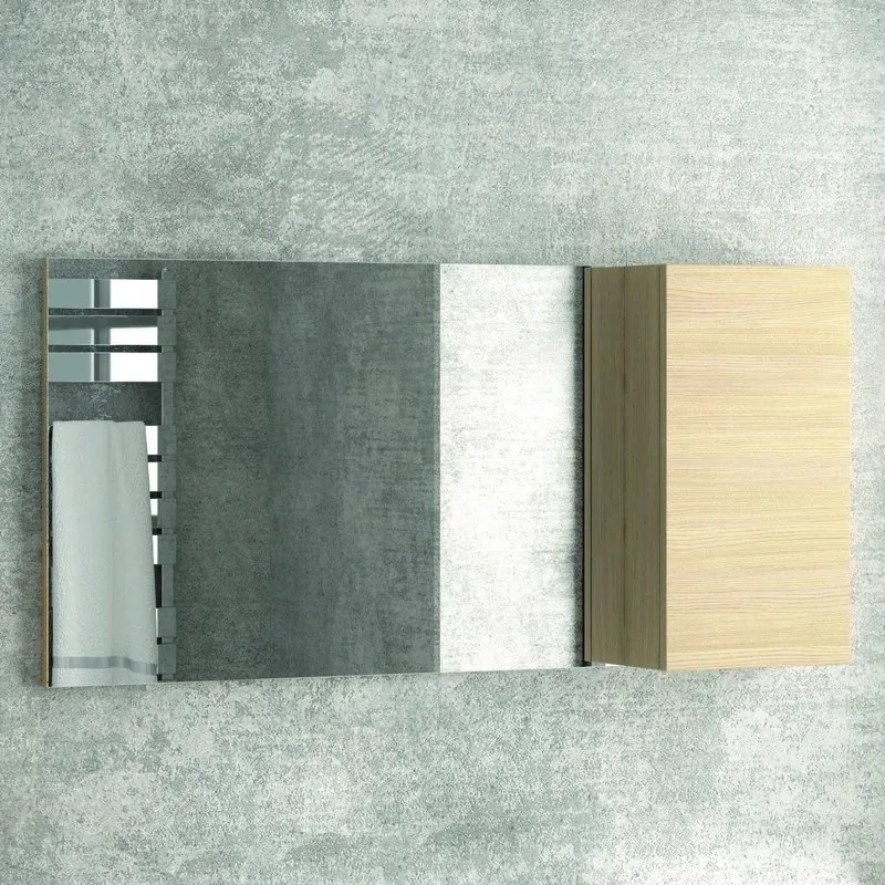 Specchio bagno 135cm contenitore a destra con 3 ripiani SP-135S - KAMALU
