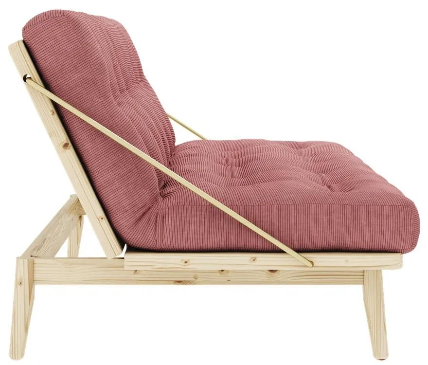 Divano letto in velluto a coste rosa 190 cm Folk - Karup Design