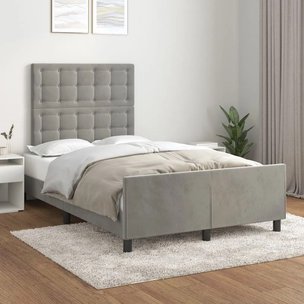 Giroletto Senza Materasso Grigio Chiaro 120x200 Cm Velluto /