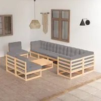 Set Divani da Giardino 10 pz con Cuscini Legno Massello di Pino cod mxl 37992