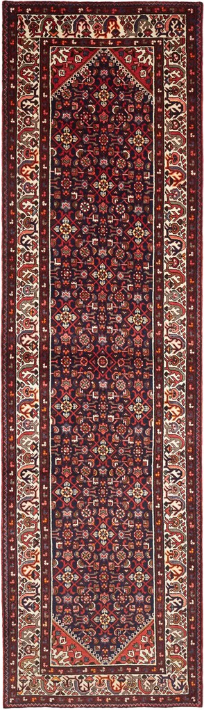 Hamedan Tappeto 110x400 Blu (Iran) Annodato A Mano