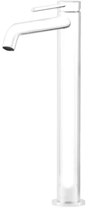 Rubinetto per lavabo Circle two bianco opaco GATTONI RUBINETTERIA getto laminare cristallino a canna alta H 30 cm