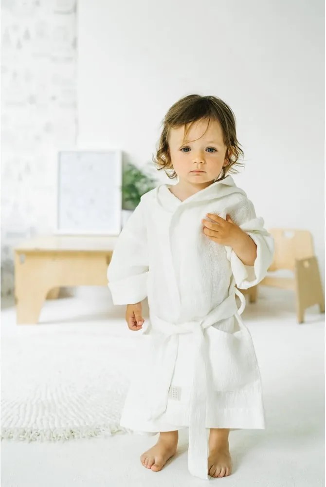 Accappatoio per bambini in lino bianco Natura, taglia 122 - 128 White - Linen Tales
