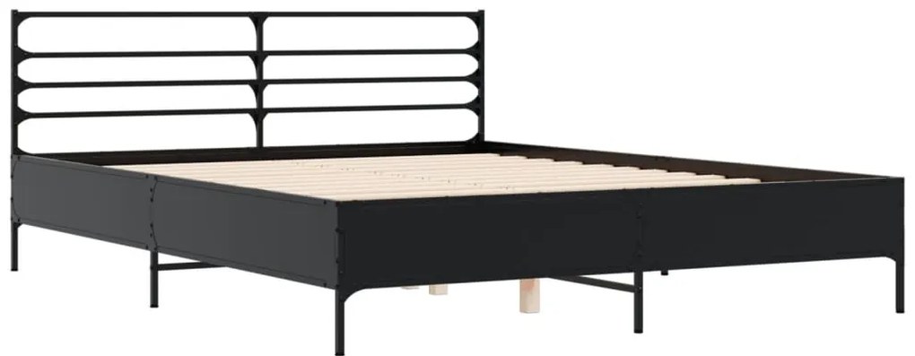 Giroletto nero 160x200 cm in legno multistrato e metallo