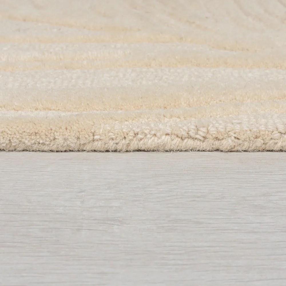 Tappeto in lana beige 200x290 cm Lino Leaf - Flair Rugs