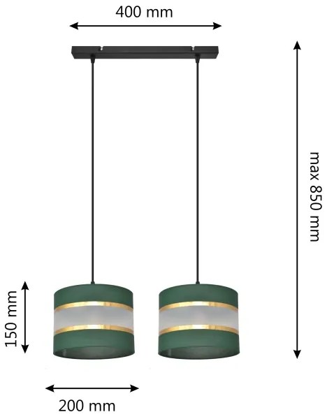 Lampadario a sospensione con filo HELEN 2xE27/15W/230V verde/oro