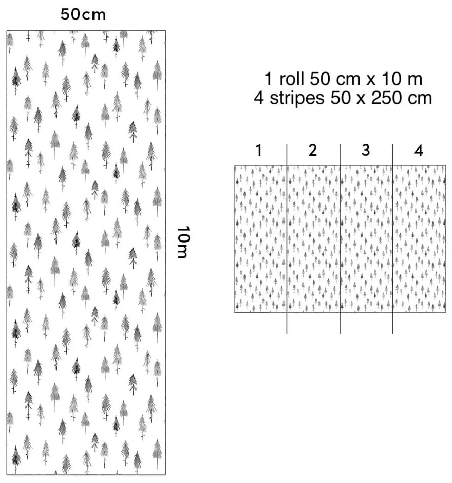 Carta da parati per bambini 10 m x 50 cm Pine Woods - Lilipinso