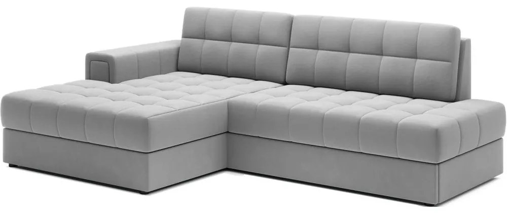 Divano angolare grigio allungabile (con penisola a sinistra/con chaise lounge) con rivestimento in velluto Blezalt – ELTAP