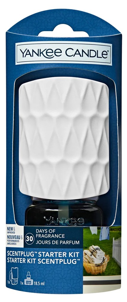 Diffusore ambienti elettrico bianco con fragranza Clean Cotton Yankee Candle