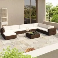 Set Divani da Giardino 8 pz con Cuscini in Polyrattan Marrone cod mxl 39401