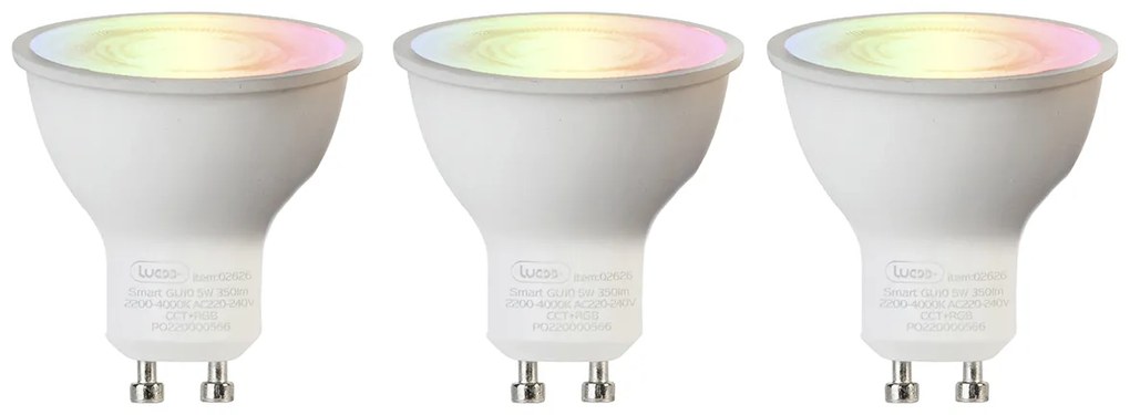 Set di 3 lampadine LED Smart GU10 RGBW 5W 350 lm 2200-4000K