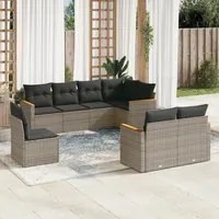 Set Divano da Giardino 8 pz con Cuscini Grigio in Polyrattan 3258567