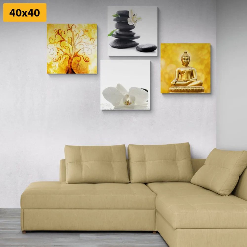 Set di quadri – Feng Shui in bianco e giallo