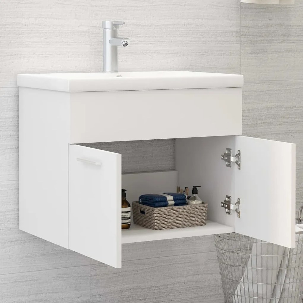 Mobile bagno con lavabo integrato bianco in truciolato