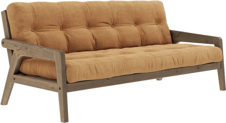 Divano letto in velluto a coste senape 204 cm Grab Carob - Karup Design