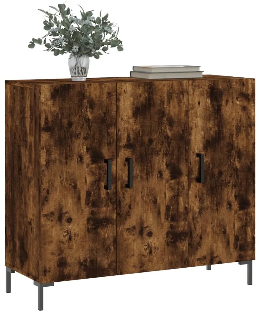 Credenza rovere fumo 90x34x80 cm in legno multistrato