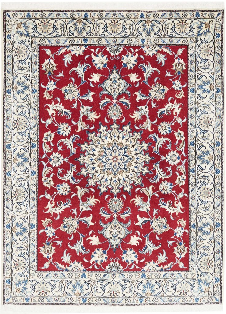 Nain Tappeto persiano 190 x 150 Rosso (Iran) Annodato A Mano